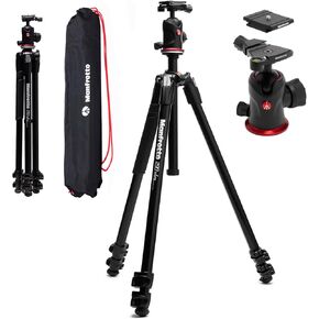 Manfrotto 290XTRA Aluminium Camera Tripod with 496 Ball Head, 3 Segments, 4 Angles, Quick Releases, Arca-Swiss Compatible, 10 kg Load Capacity, Carry Case, for DSLR & Mirrorless Cameras