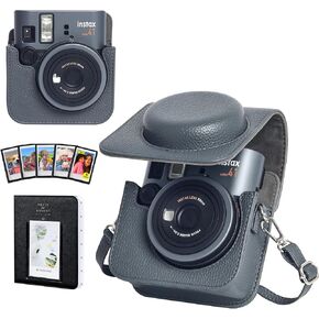 CAIYOULE Camera Case for Fujifilm Instax Mini 41 Instant Film Camera, Retro PU Leather Protective Camera Crossbody Bag for Fuji Mini 41 with 64 Photo Album, Adjustable shoulder Strap, Black-No Camera