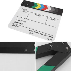 Ymiko Film Slate, Acrylic Film Directors Clapboard TV Movie Action Board Film Cut Prop Acrylic Director Scene Clapperboard Professional Movie Directors Clapboard with Pen (Color