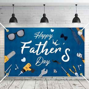 Happy Fathers Day Banner Decorations,Happy Fathers Day Backdrop for Photography, Father's Day Party Decorations for Home Party Photo Booth Prop (Dark Blue, 5.9 x 3.6ft)