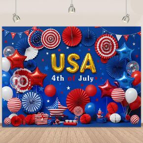 4th of July Backdrop Banner Independence Day Banner Patriotic Backdrops for Photography Fourth of July Backdrop Decorations Supplies 6x4Ft