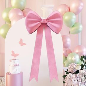 White Bow Birthday Decorations Coquette: Wedding Party Backdrop Velvet 25in Large Bow Themed Room Big Bows Wall Decor Giant Door Engagement Bachelorette Baby Shower Bridal Christmas Tree Decoration