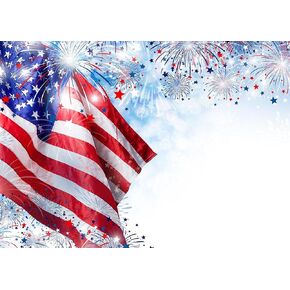 XLL 4th of July Independence Day Photography Backdrop Bokeh Spots Fireworks US Flag Portrait Photo Background Veterans Patriotic National Memorial Party Decor 7x5ft