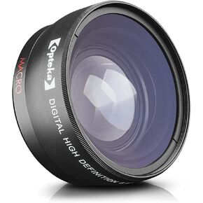 Opteka 0.43x High Definition Auto Focus Wide Angle Lens with Macro Attachment for Canon, Fuji, Nikon, Panasonic, Sony and Sigma 43mm Threaded Lenses Black