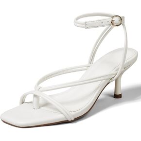 Uacllcau Women's Strappy Heels Sandals Square Open Toe Low Kitten Stiletto Heels Lace Up Thong Heeled Sandals for Women Flip Flop Heels for Party Prom Wedding Dress Shoes