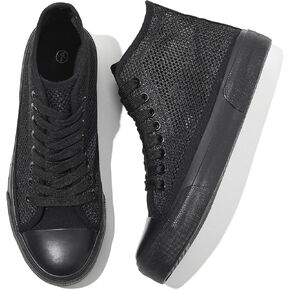 Waluzs High Top Sneakers for Women High Tops White Tennis Shoes Women's Summer Mesh Shoes Fashion Canvas Sneakers