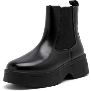 Memon Women's Chelsea Boots تنزلق ، أحذية سوداء للنساء في الكاحل ، والأزياء الأزياء الجوارب منصة مكتنزة