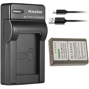 Kastar 1-Pack Battery and Slim USB Charger Compatible with Olympus BLN-1 BLN1 Battery, Olympus BCN-1 BCN1 Charger, Olympus M-D E-M1, OM-D E-M5, OM-D E-M5 Mark II, Pen E-P5, Pen-F Cameras