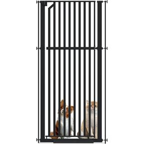 Glaf Extra Tall Pet Gate 63" Pressure Mounted Cat Door Safety Metal Cat Gate Adjustable Width Dog Door Auto-Close Dog Gates for Doorways, Stairs, Kitchen, Hallway (Black, 29.92-33.46")