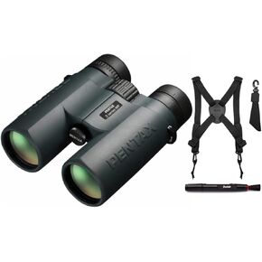 Pentax Z-Series ZD 10x43mm Roof Prism WP Binoculars with Binocular Harness and Lens Cleaning Pen Bundle (3 Items)