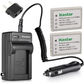 Kastar Battery (2-Pack) and Charger Kit for Olympus Li-80B and Konica Minolta NP-900 Work with Olympus T-100,t-110,x-36 and Konica Minolta DiMAGE E40, E50, KYOCERA EZ4033 etc. Cameras