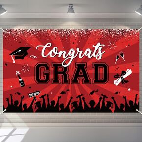 Maroon Graduation Banner 2025 Congrats Grad for Graduation Party Decoration SuppliesLarge Graduation Fabric Backdrop for High School College 71 x 43"