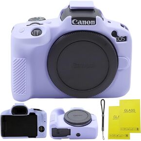 EOS R50 case,Soft Silicone Protective Case for Canon EOS R50 EOSR50 Vlogging Camer,Comes with 2 Screen Protectors and 1 Wrist Strap,EOS R50 Accessories. (Black)