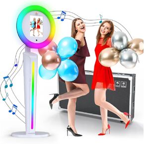 Portable Photo Booth,Photo Booth Machine with RGB Music Sync, Software APP, Remote Control, Ring Light, Selfie Photo Booth with Flight Case（Z1）
