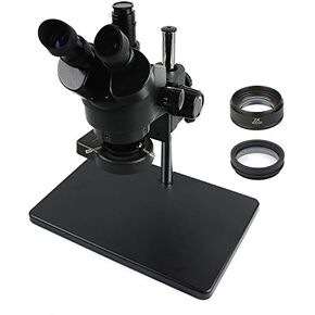 Trinocular Stereo Microscope 3.5X-90X Continuous Zoom + 0.5X/2X Auxiliary Objective Lens +56 LED Ring Lamp +Big Size Metal Stand (Color : Grey) (7 90x (1x 2X))