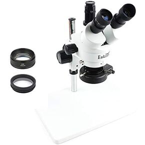 Trinocular Stereo Microscope 3.5X-90X Continuous Zoom + 0.5X/2X Auxiliary Objective Lens +56 LED Ring Lamp +Big Size Metal Stand (Color : Grey) (Gray)