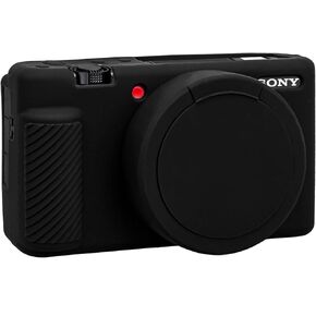 BOVKE Soft Camera Case for Sony ZV-1 Digital Camera, ZV1 Camera Silicone Case Cover Rubber Body Skin Protector Sleeve with Removable Lens Cover fits Sony ZV-1 Vlogging Camera, Black