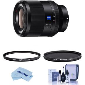 Sony Planar T* Fe 50mm F/1.4 ZA Lens ، حزمة مع مجموعة مرشح Hoya 72mm UV+CPL ، مجموعة تنظيف ، قماش تنظيف