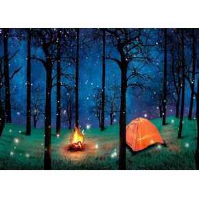 LYWYGG 7x5ft Camping Backdrop Forest Scene Camping Photography Background Camping Photo Backdrop CP-430