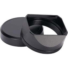 Lens Hood Sun Shade and Cap Kit, Square Metal Camera Lens Protector Shade Cover Black for X100VI X100V X100F X100T X100S X100 X70 Camera
