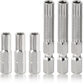3 Pieces 1/4 to 4mm Bit Adapter, Hex Screw Driver Bit Adapter, 6.35mm Outside To System 4mm Inside Micro Bits Drill Extension Holder for Precision Bits Set Screwdriver Converter