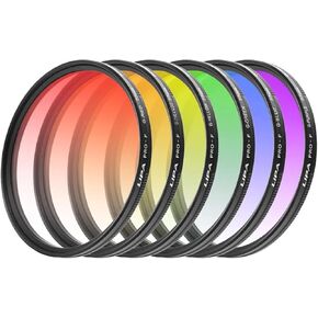 Round Color Gradient Lens Set SLR Camera Effect Filter Lens High Light Transmittance Essential for Landscape Photography(Six-Piece suit77mm)
