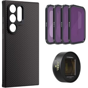 FREEWELL Pro Filmmaker Case and 1.33 Bule Anamorphic Lens & ND Filters Kit Compatible with Samsung S24 Ultra-17mm Lens Mount