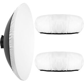 2 Packs Light Diffuser Cover 22 Inches/ 55 cm Beauty Dish Diffuser Sock Soft White Standard Cloth Diffusers for Flash Speedlight, Strobe Light, Monolight Reflector, Fits Portrait, Fashion Photography