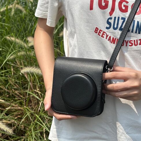 CAIYOULE Camera Case for Fujifilm Instax Mini 41 Instant Film Camera, Retro PU Leather Protective Camera Crossbody Bag for Fuji Mini 41 with 64 Photo Album, Adjustable shoulder Strap, Black-No Camera in Kuwait