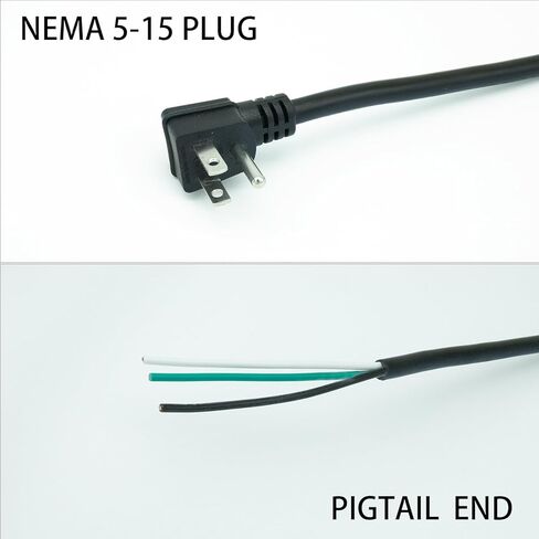 6ft cable power cord pigtral 3 prong 14awg Open Wiring End Hight SJT SJT استبدال سلك الطاقة 110V 115V 120V لـ Universal Action NEMA 5-15 Plug US SJT 14AWG (15A) (14/3) in Kuwait