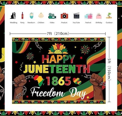 Happy Juneteenth Banner Backdrop 19 June Freedom Day Probrection African African American Independence Day Decorations Party Photo Photo Photo (7x5ft: 84 × 60 بوصة) in Kuwait