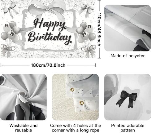 Pink Bow Birthday Backdrop,Bow Happy Birthday Banner Decorations for Girls Women Party Decor in Saudi Arabia