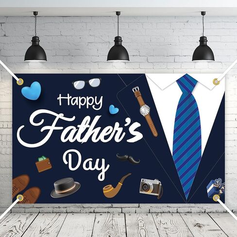Happy Fathers Day Banner Decorations,Happy Fathers Day Backdrop for Photography, Father's Day Party Decorations for Home Party Photo Booth Prop (Dark Blue, 5.9 x 3.6ft) in Saudi Arabia