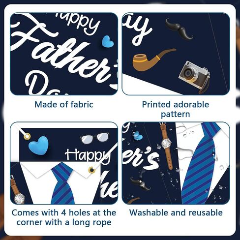 Happy Fathers Day Banner Decorations,Happy Fathers Day Backdrop for Photography, Father's Day Party Decorations for Home Party Photo Booth Prop (Dark Blue, 5.9 x 3.6ft) in Saudi Arabia
