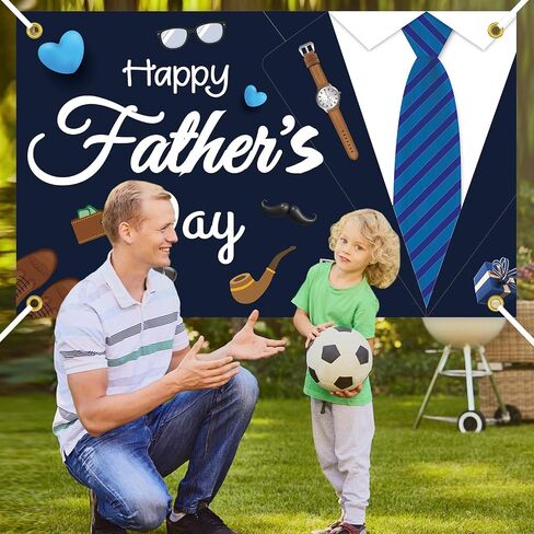 Happy Fathers Day Banner Decorations,Happy Fathers Day Backdrop for Photography, Father's Day Party Decorations for Home Party Photo Booth Prop (Dark Blue, 5.9 x 3.6ft) in Saudi Arabia