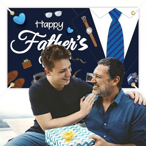 Happy Fathers Day Banner Decorations,Happy Fathers Day Backdrop for Photography, Father's Day Party Decorations for Home Party Photo Booth Prop (Dark Blue, 5.9 x 3.6ft) in Saudi Arabia
