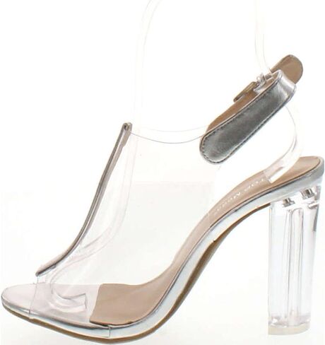 TOP Moda Fenton 1 Womens Clear Chunky Heel Peep Toe Lucite Sandals in Saudi Arabia