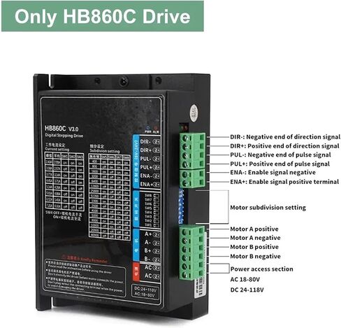 Nema34 Stepper Motor Driver Power Kit 86mm 2PH 6A 14mm Shaft 4.5/8.5/12NM Motor 400W Power Supply(Only Drive,12Nm Stepper Motor) in Saudi Arabia