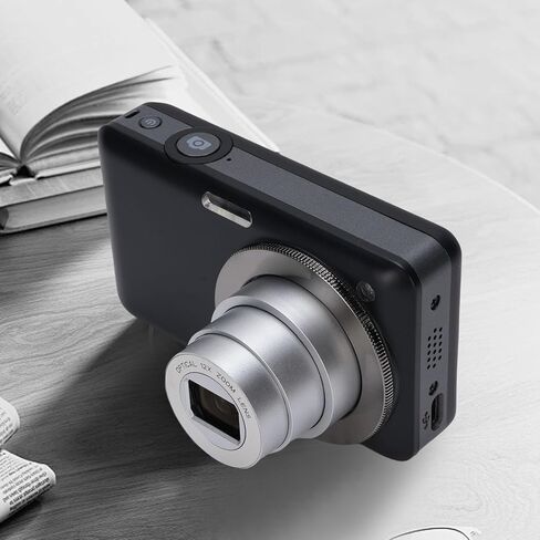 4K Digital Camera,10X Optical Zoom Vlogging Camera, 64MP Front and Rear Selfie Lens, Flash, Compact Cameras for Photography and Video, 3 & 1 Battery (White) in Kuwait