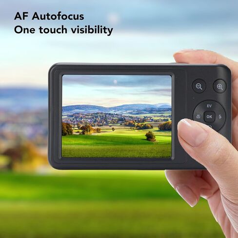 4K Digital Camera,10X Optical Zoom Vlogging Camera, 64MP Front and Rear Selfie Lens, Flash, Compact Cameras for Photography and Video, 3 & 1 Battery (White) in Kuwait