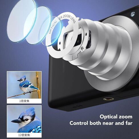 4K Digital Camera,10X Optical Zoom Vlogging Camera, 64MP Front and Rear Selfie Lens, Flash, Compact Cameras for Photography and Video, 3 & 1 Battery (White) in Kuwait