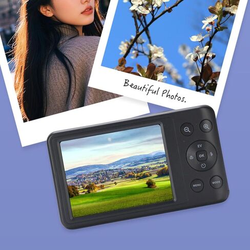 4K Digital Camera,10X Optical Zoom Vlogging Camera, 64MP Front and Rear Selfie Lens, Flash, Compact Cameras for Photography and Video, 3 & 1 Battery (White) in Kuwait