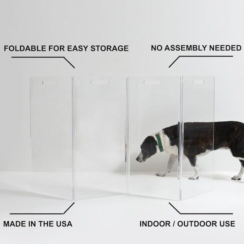 HIDDIN CLEAR Acrylic Dog Gate - High Zag Clear Pet Gate للمنزل 4 لوحات - تصميم قوي بذاته - PEN CLAST CLAST CLOS in Kuwait