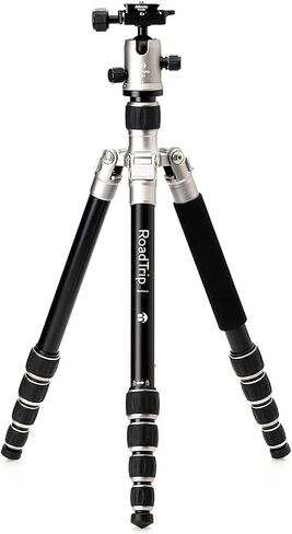 Benro Mefoto Roadtrip Travel Tripod و Ballhead و Monopod باللون الأسود ، 1 سلسلة من الألومنيوم ، 4 أقسام أرجل ، أقفال الساق الملتوية ، حالة حمل مبطنة (BMRTABLK) in Kuwait