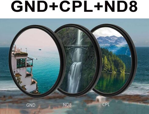 3 في 1 مجموعة مرشح الكاميرا ، مجموعة تصفية ND8 CPL GND ، مرشحات زجاجية بصرية من ألومنيوم ، صور أوضح ، متوافقة مع أحجام عدسة متعددة ، ملحقات التصوير الفوتوغرافي (72 مم) in Kuwait