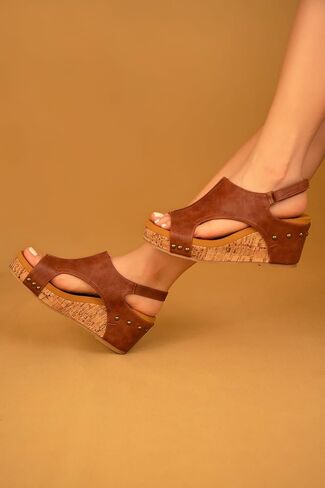 MAKERS SHOES HANNAH Women’s Lightweight Wedge Sandals, Comfortable Design, Velcro Slingback Closure, Easy On-and-Off, Stylish and Versatile in Kuwait