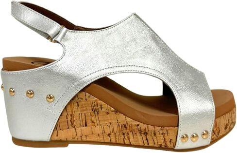 MAKERS SHOES HANNAH Women’s Lightweight Wedge Sandals, Comfortable Design, Velcro Slingback Closure, Easy On-and-Off, Stylish and Versatile in Kuwait