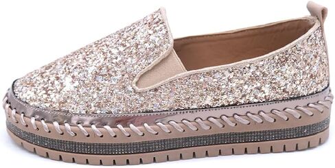 Women's Platform Rhinestones Glitter Fashion Sneakers Comfortable Slip On Flat Loafers Walking Wedding Dress Shoes Casual Shoes in Saudi Arabia