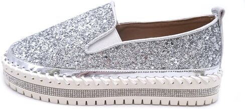 Women's Platform Rhinestones Glitter Fashion Sneakers Comfortable Slip On Flat Loafers Walking Wedding Dress Shoes Casual Shoes in Saudi Arabia