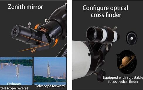 Telescopes for Astronomy Beginners 45 Degree Erect Zenith Mirror 80mm Large Diameter 5x24 Finder Telescope for Kids with Backpack A (Package 3) in Kuwait